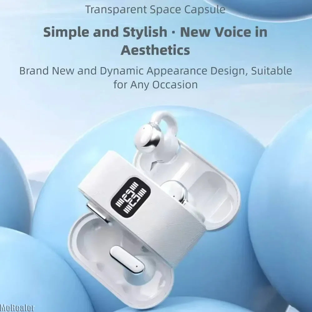 2in1 Ear-Clip in-Ear Couple Wireless Bluetooth Headphones LED Power Display Earphones Earbuds for Game Music