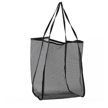 Travel Mesh Beach Bag, Large Beach Tote Bag for Family Travel/Vacation, Sandproof Woven Shoulder Handbag Large Inner Pocket.