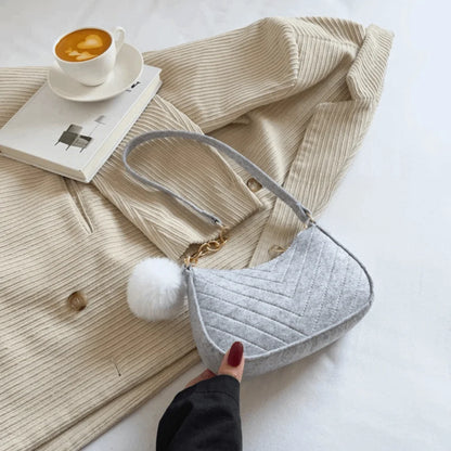 New Fashion Design Mini Shoulder Bag Simple Design Trendy Felt Underarm Bag Casual Light Weight Handbag Work