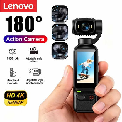 Lenovo HD 4K Action Camera 180° Rotatable For Vlog YouTube Tiktok Girls Record Life Video Recording Entry Portable Action Cam