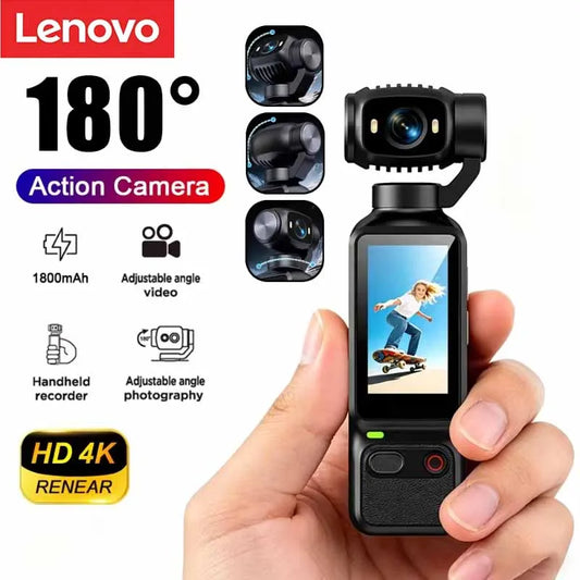 Lenovo HD 4K Action Camera 180° Rotatable For Vlog YouTube Tiktok Girls Record Life Video Recording Entry Portable Action Cam