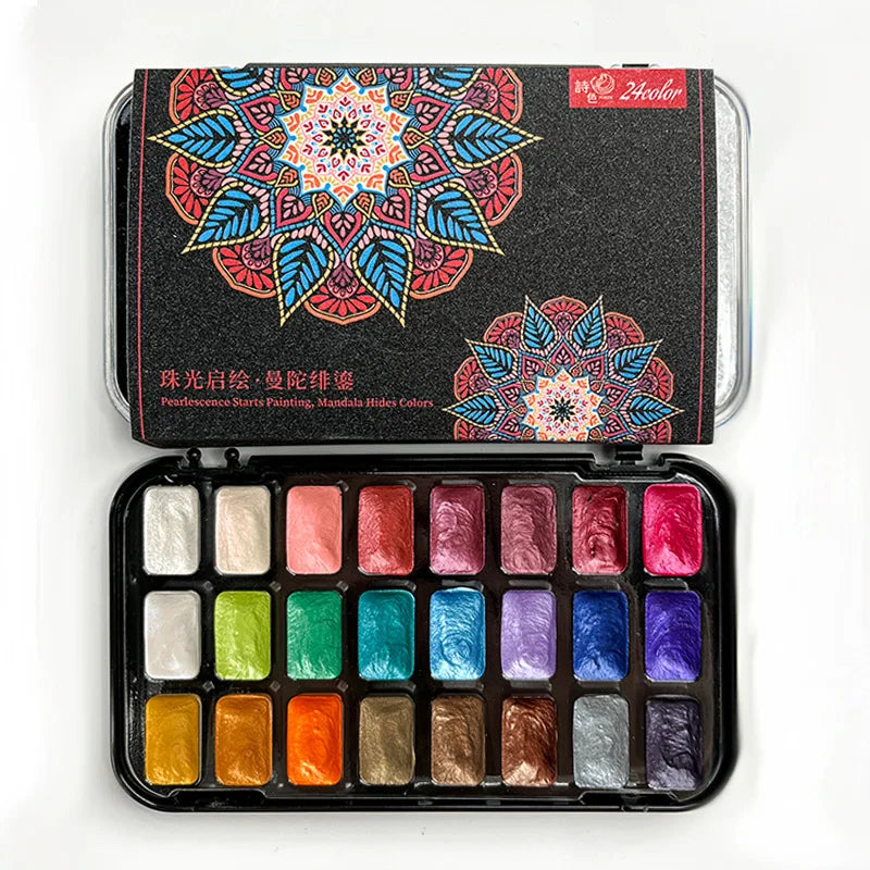 24-color pearlescent watercolor pigments, solid watercolor art painting tools, nail art painting clay dyeing