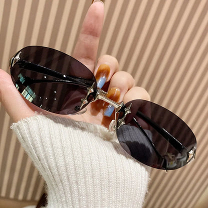 2026 New European and American Sunglasses, INS Style, Frameless Oval, High-End Fashion, Vintage Trendy Hit, Y2K Korean Version