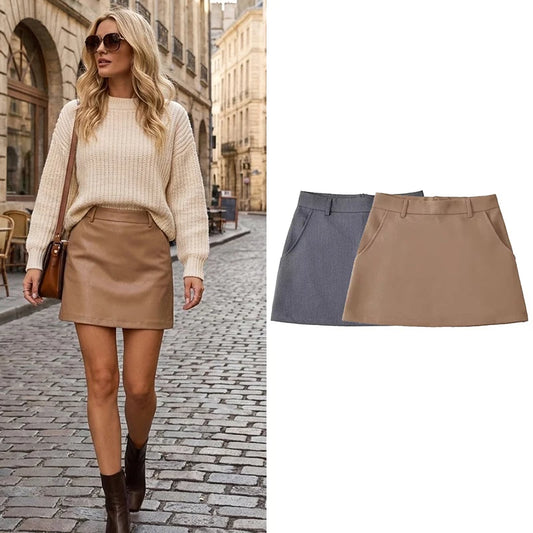 Willshela Women Fashion Solid Back Zipper A-Line Mini Skirt Vintage High Waist Female Chic Lady Skirts