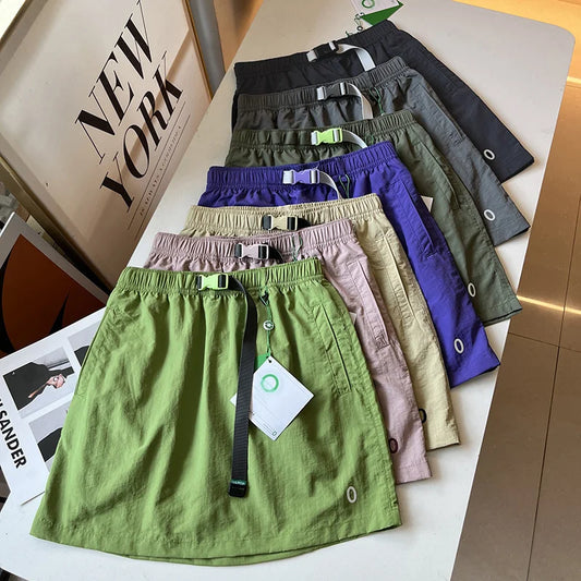 Elastic Waist Summer Skirt Women's Outdoor Quick-drying Thin Short Skirts Sports Pantskirt Vintage Have-Liner A-line Skirts 2025