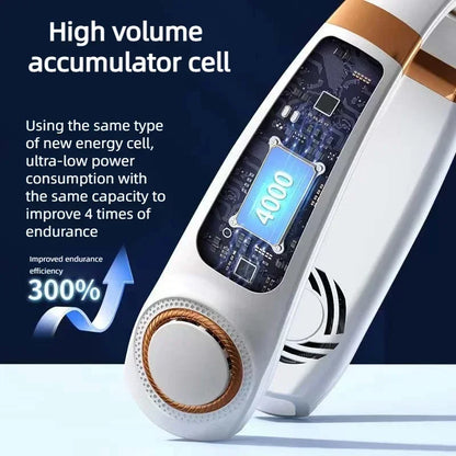 JKUOO Neck Fan Rechargeable, Personal Portable Fan Battery Operated, Hands Free Wearable USB Neck Cooling Fan for Indoor Outdoo