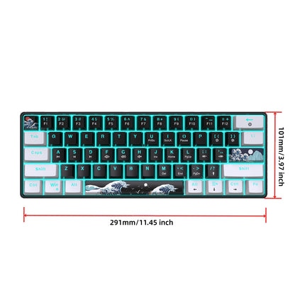 60% Gaming Mechanical Keyboard Ultra Compact Mini 61 Key with Blue Switches Game Keyboard Anti-Ghosting Keys