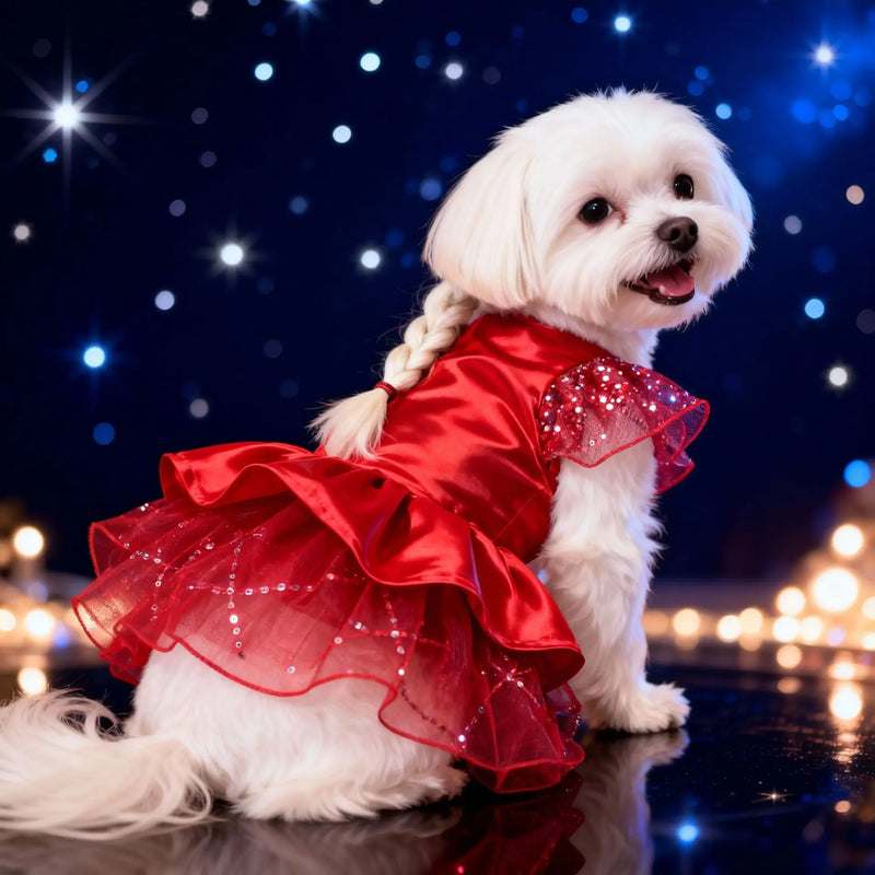 Pet Dog Cat Clothing Flutter Sleeve For Small Dog Teddy Bear Thin Pet Wedding Dress Formal Dress Party Outfit Group Dress Up