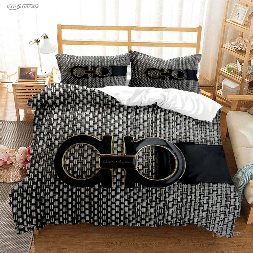 Fshion Luxury Brand Casal All Season Duvet Cover Comforter Bedding Set Soft Quilt Cover and Pillowcases Single/Double/Queen/King