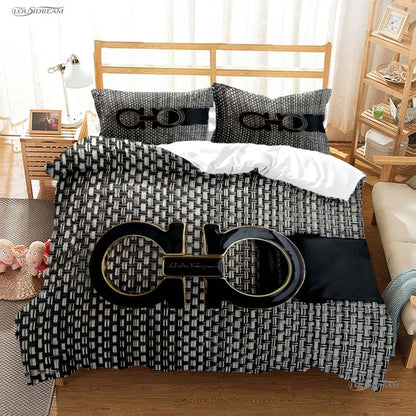 Fshion Luxury Brand Casal All Season Duvet Cover Comforter Bedding Set Soft Quilt Cover and Pillowcases Single/Double/Queen/King