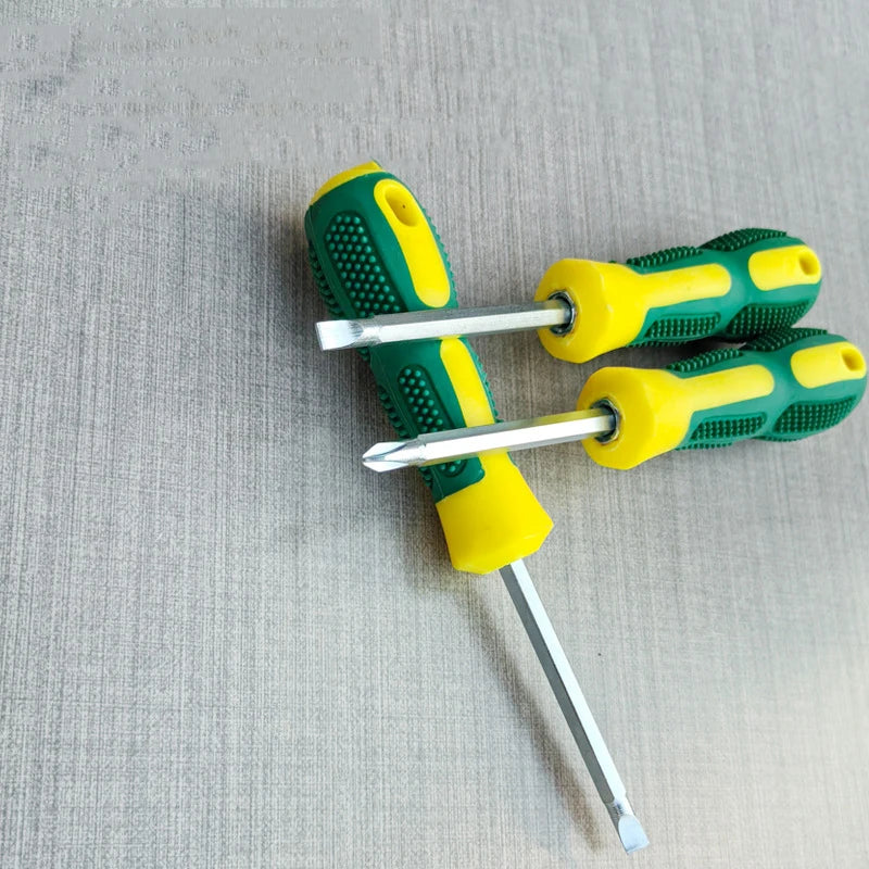 This dual-head screwdriver, with a cross and a straight head in one, is hard, durable and not prone to wear