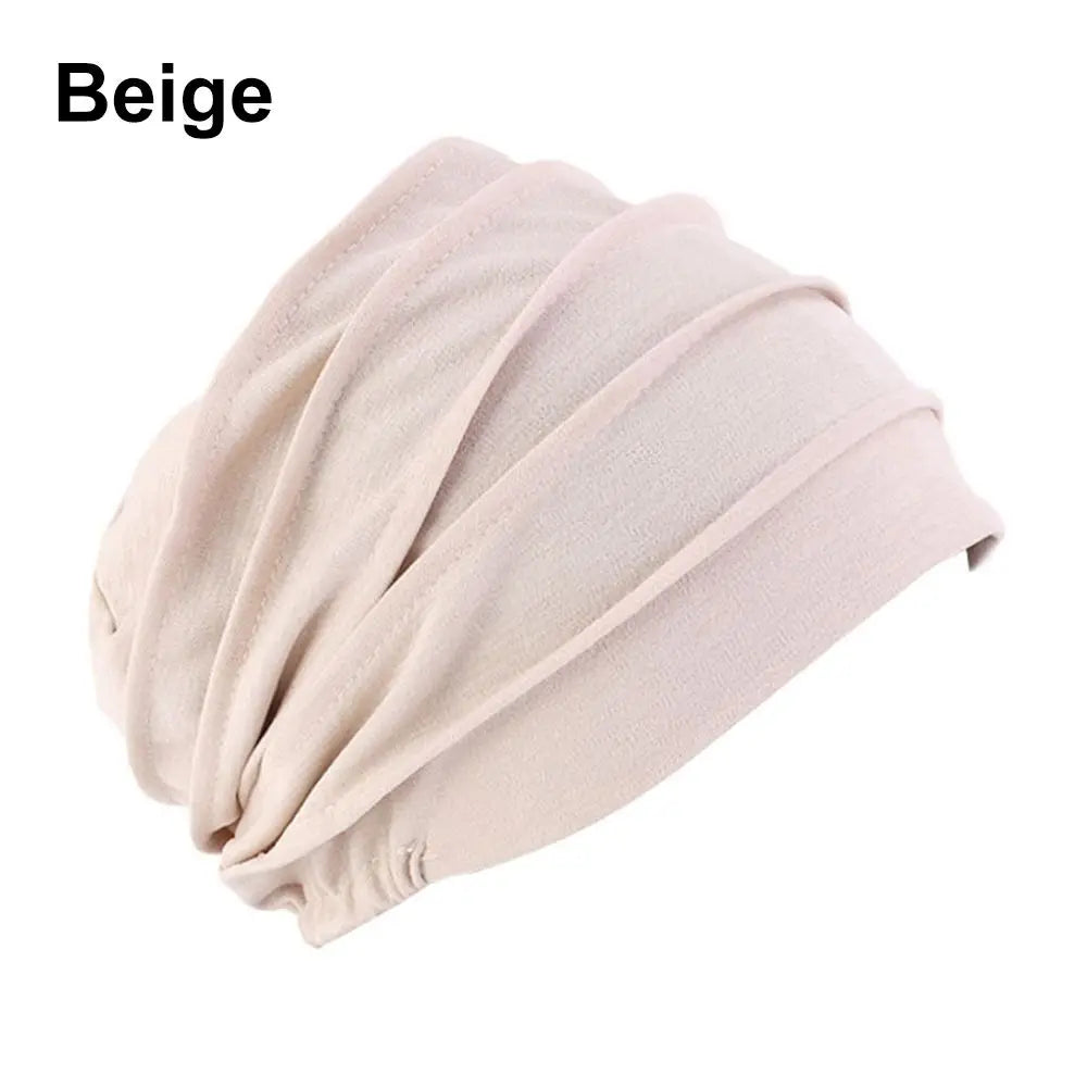 Women Elastic Turban Beanie Soft Cotton Bonnet Muslim Hijabs Head Wrap Chemo Hat