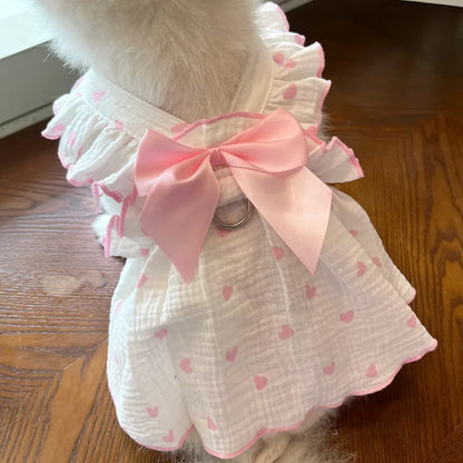 Pet dresses accessories clothes for spring and summer dogs cats teddy bears Pomeranians plush toys cats hearts all cotton fabric