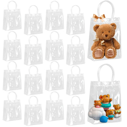 10/20Pcs Transparent Gift Bag with Handle Wedding Birthday Party Candy Gift Packaging Reusable Tote Bag Christmas Baby Shower