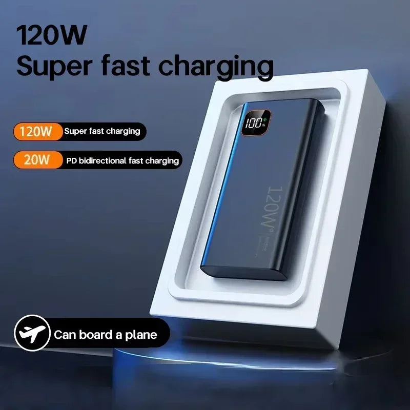 Lenovo 500000mAh Portable Power Bank 120WSuper Fast Charging Large Capacity External Battery Charger Powerbank For Xiaomi iPhone