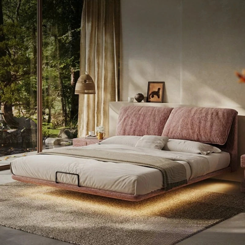 Home lit 150x200 180x200 200x220cm Fabric Suspension Bed 2 people Modern Minimalist double bedroom beds and bed frames furniture