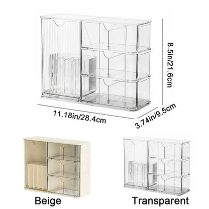 Plastic Cosmetic Storage Box Large Capacity Transparent Drawer Style Storage Box with Drawers Dust-Proof Cosmetic Display Case