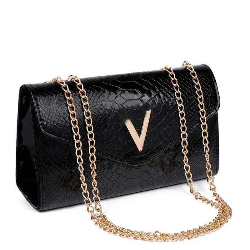 Crocodile Chain Small Crossbody Bags for Women,Black Luxury Brand Shoulder Bag,European Female Fashion Trend New Design Handbags