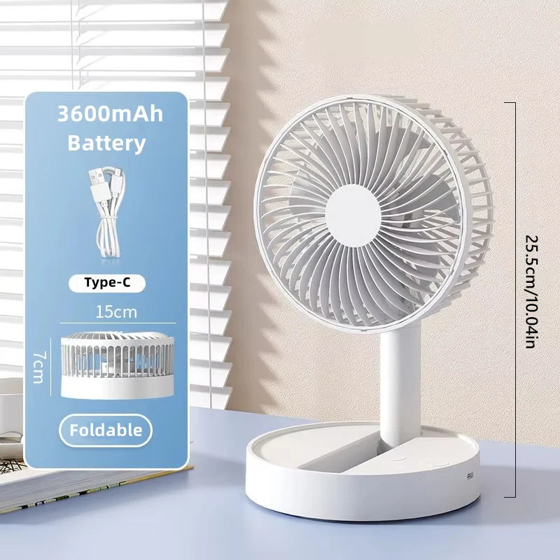 Lenovo Portable Foldable Desktop Fan USB C Rechargeable 3600mAh Battery 4 Speed Ultra Quiet Fan for Home Office Bedroom Dorm