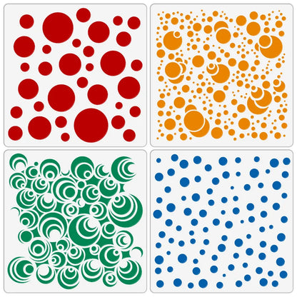 4PCS 5.1inch Circle Dot Pattern Stencil for DIY Painting on Wood Fabric Paper Wall Decor