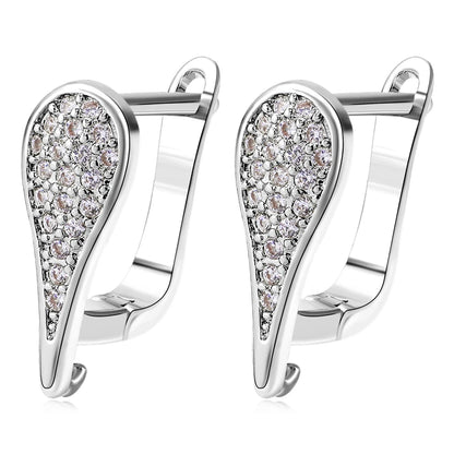 Juya 18K Gold Silver Plated Fastener Bales Fixture Earring Hook Locks For DIY Women Fashion Crystal Agate Charms Earrings Making