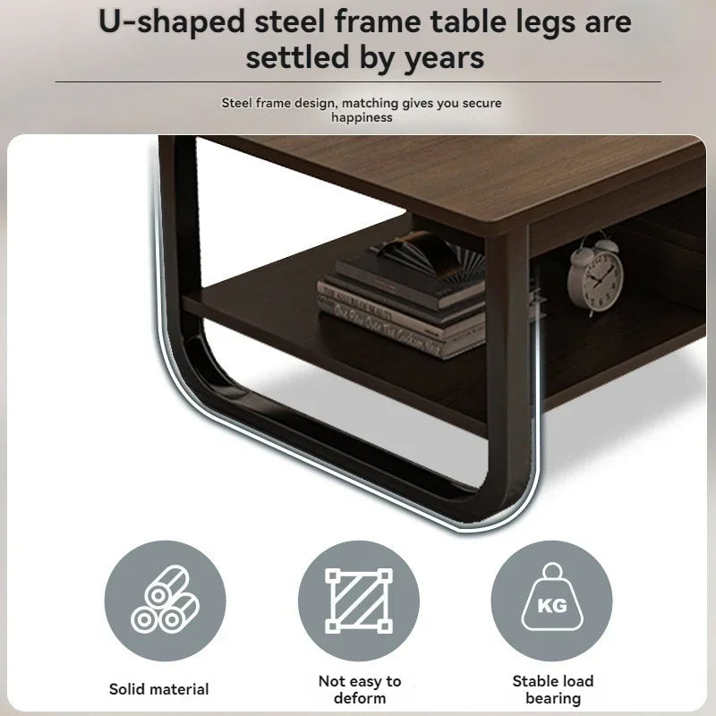 Modern minimalist coffee table, small apartment, living room, sofa, nearby balcony, tea table, rental room, rectangular tea tabl