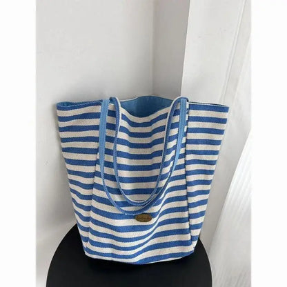 Sea Salt Blue One-Shoulder Bag Reversible Two-Sided Design AB Style Large Tote Bag Ins Style Suitable for Daily Commutes