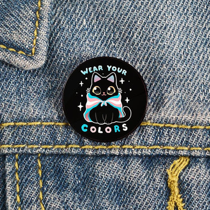 Lapel teacher tote Bag backpacks Badge Cartoon gift Pines Brooch for women Non Binary Pride cat Pins Custom cute Pines Shirt