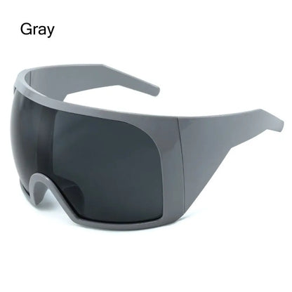 Futuristic Wrap Around Sunglasses Rave Curved Lens UV400 Protection 2000'S Eyewear Oversized Y2K Sun Glasses for Women & Men