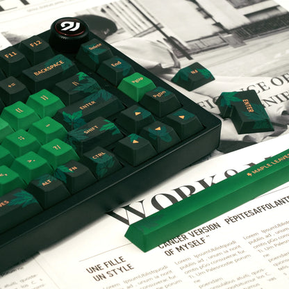 XVX Cherry Keycaps Green Maple Leaf Theme PBT Dye-sub Keycaps Double Shot Green Keycaps 134 Keys