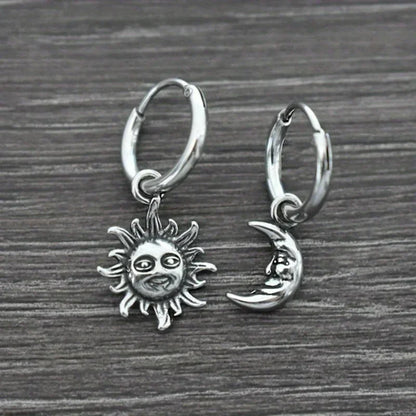 Sun and Moon Hoop Earrings, Sun Hoop Earrings, Hoop Earrings, Gothic Jewelry, Celestial Jewelry , Moon Earrings
