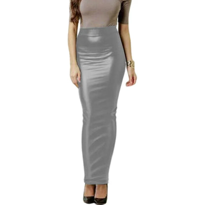 Women Hobble Skirt Solid Color High Waist Slim Fit Skinny Matte Faux Leather Cozy Commuter Wetlook Bodycon Skirt Streetwear New