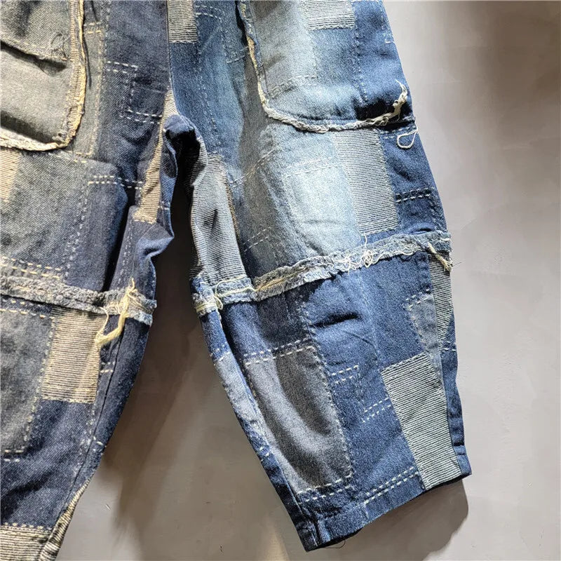 WTHT Vintage New Women's Patchwork Loose Denim Harem Pants 2025 Spring Fashion Elastic High Waist Wide Leg Jeans Female 1LS1187