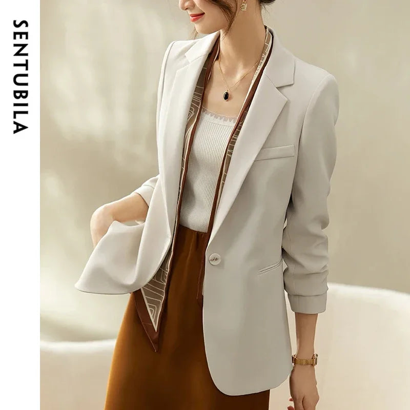 SENTUBILA Blazer Women 2025 Spring Autumn Elegant Fashion Office Lady Work Business Professional Notched Suit Jacket 153XA3220X