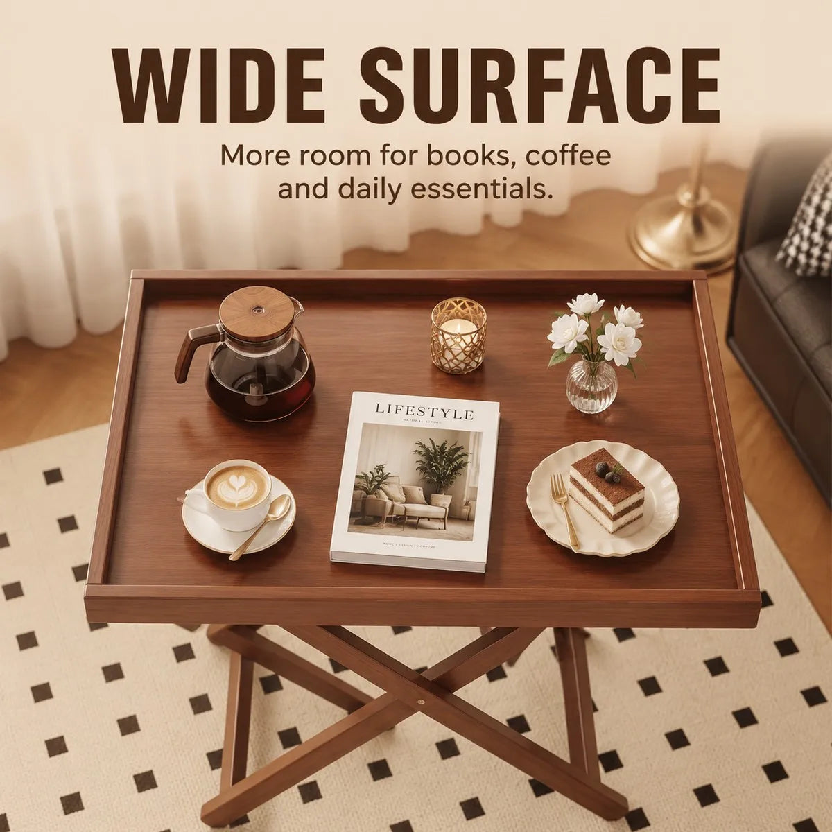 Folding Side Table,Durable Tv Tray Bed Table,Small End Table For Living Room, Bedroom