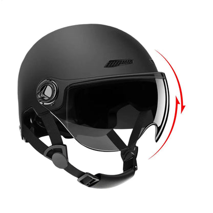 Motorcycle Half Face Helmet with Sun Visor Open Face Adult Riding Helmet Quick Release Safety Protection for Men Women