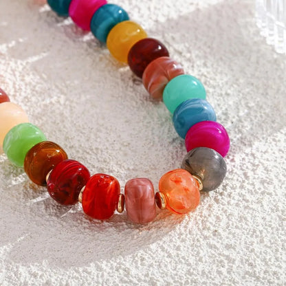 Resin Beads Necklace for Women Chunky Choker Necklaces Boho Colorful Acrylic Beaded Choker Necklace Chunky Statement Jewelry