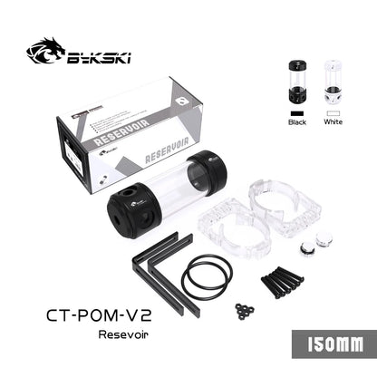 Bykski CT-POM-V2 Acrylic Cylinder Reservoir for PC Cooling Water Tank Black/White 150/200/260MM Computer Components POM