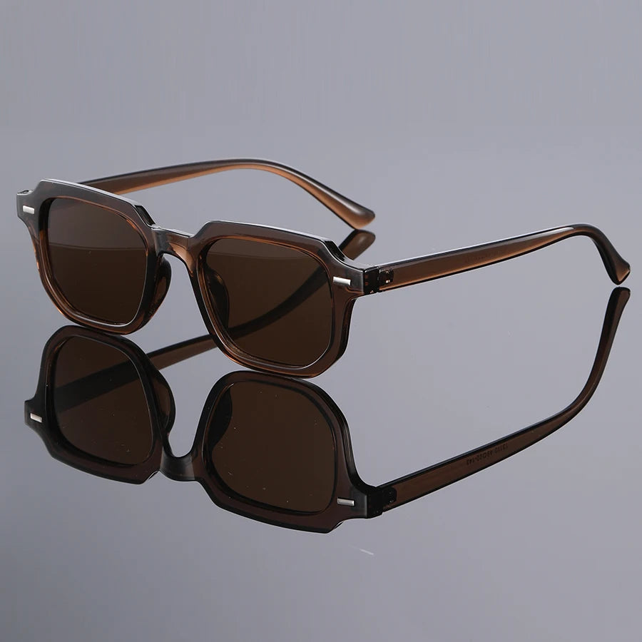 1Pc Men's Fashion Glasses New Trendy Square Frame Retro Rivet Y2K Music Festival Cool Street Style Decoration Suitable for Daily