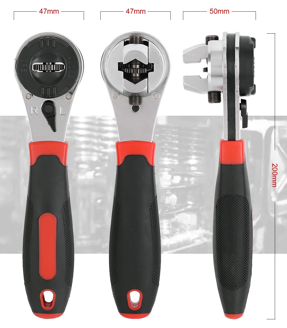 Universal Adjustable Ratcheting Wrench Multifunctional 6-22mm Screw Repair Hand Tools - Ratchet Wrench