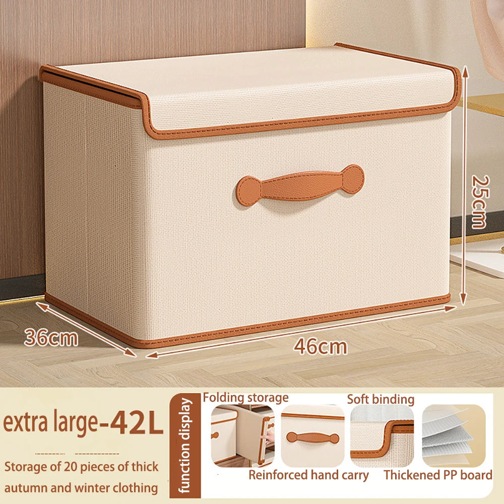 Storage Bins with Lids, Collapsible Closet Organizer Container, Fabric Organizer Box with Handles, Storage Boxes for Clothes