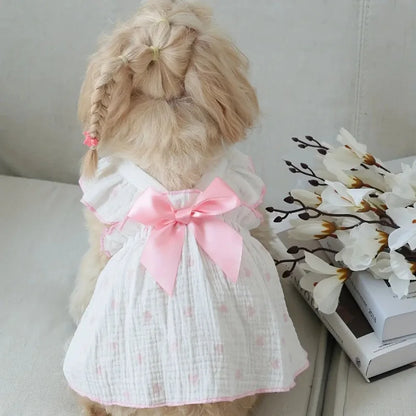 Pet dresses accessories clothes for spring and summer dogs cats teddy bears Pomeranians plush toys cats hearts all cotton fabric