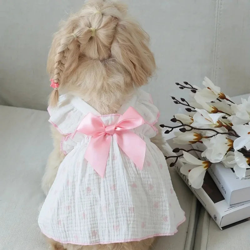 Pet dresses accessories clothes for spring and summer dogs cats teddy bears Pomeranians plush toys cats hearts all cotton fabric