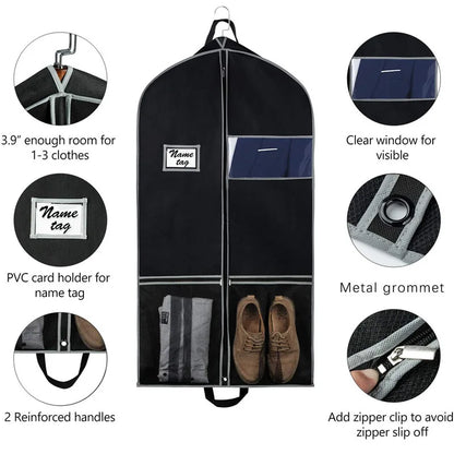 Garment Bag Suit Bags for Travel and Storage Gusseted Zipper Suit Cover Protector with Large Accessory Pockets and Carry Handles
