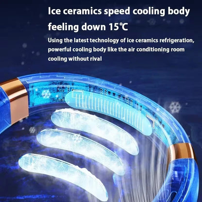 Lenovo Neck Fan 5 Speed Rechargeable Portable Digital Display 4000mAh Bladeless Electric Fan Hands Free Wearable Air Conditioner