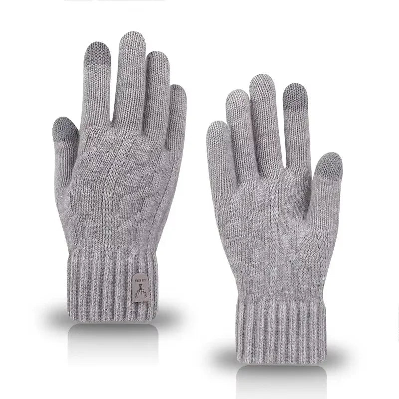 New Winter Imitation Camel Fleece Warm Gloves for Men's Outdoor Touch Screen High Elastic British Business Knitted Woolen Gloves