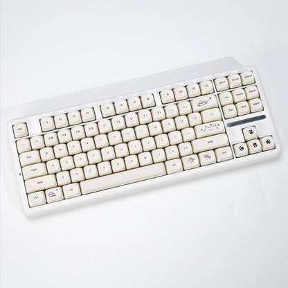 KBDiy Minimalist Style Keycaps Cute Milk White Cat PBT KOA Profile Alice ISO Keycap For 60 Mechanical Keyboard Gamer Aula F87
