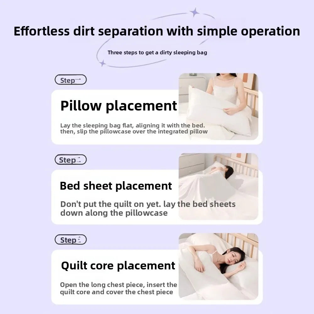 Travel disposable sleeping bag adult single and double Portable dirt proof bed sheet duvet cover pillowcase hotel all-in-one