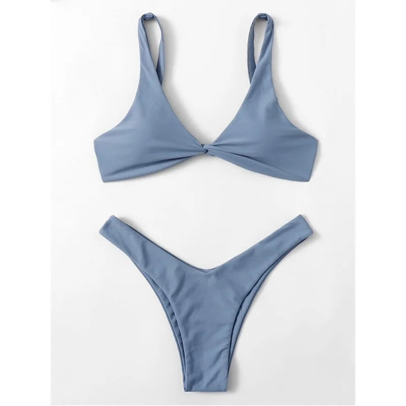 Simple Solid Bathing Suit Women Sexy Triangle Bandage Micro Bikini Swimsuit 2025 New Summer Beach Bathing Suit Two Piece Female