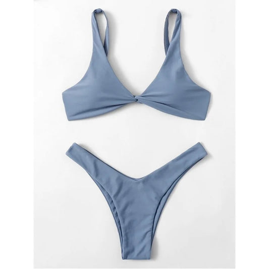 Simple Solid Bathing Suit Women Sexy Triangle Bandage Micro Bikini Swimsuit 2025 New Summer Beach Bathing Suit Two Piece Female